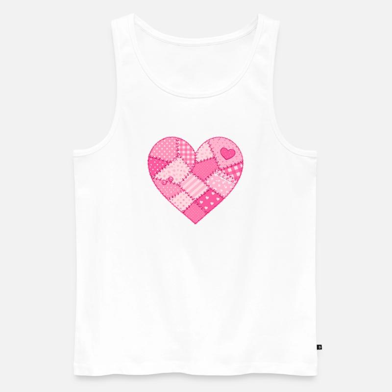 Patchwork-Herz in Rosa Quilt - Männer Premium Bio Tank Top - Weiß