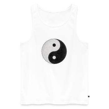symbole yin et yang - Débardeur bio Premium Homme - blanc - Devant - Michal (187cm)
