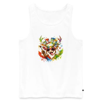 Creative Deer Art Illustration - Men's Premium Organic Tank Top - white - Front - AI Model Male 178 light (178cm)