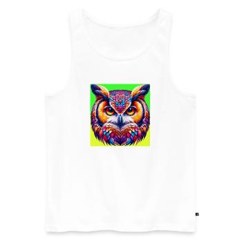 owl - Men's Premium Organic Tank Top - white - Front - AI Model Male 178 light (178cm)