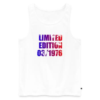 50e anniversaire Édition limitée 03/1976 - Débardeur bio Premium Homme - blanc - Devant - Michal (187cm)