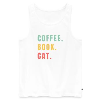 CHAT DU LIVRE CAFÉ - Débardeur bio Premium Homme - blanc - Devant - Michal (187cm)