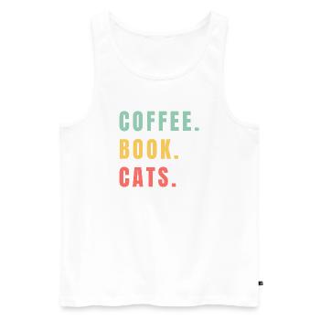CHATS DU LIVRE CAFÉ - Débardeur bio Premium Homme - blanc - Devant - Michal (187cm)