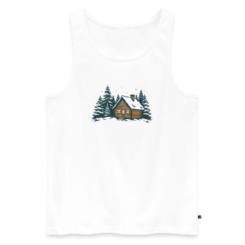 Winter Forest Hut - Men's Premium Organic Tank Top - white - Front - AI Model Male 178 light (178cm)