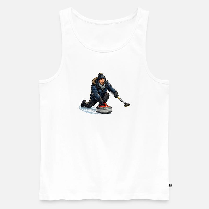 Curlingheld im Eiswind - Männer Premium Bio Tank Top - Weiß