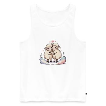 Schaf Paar Herz - Männer Premium Bio Tank Top - Weiß - Vorne - Michal (187cm)