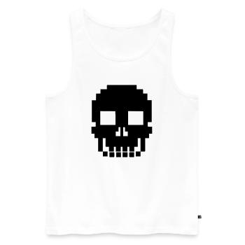 Fin de jeu rétro de Pixel Totenkopf Skull - Débardeur bio Premium Homme - blanc - Devant - AI Model Male 178 light (178cm)