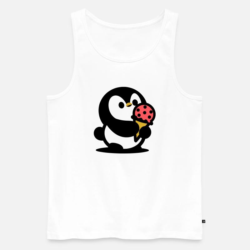 Kleiner Pinguin mit Eis - Männer Premium Bio Tank Top - Weiß