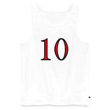 10. 10 YEARS. 10th ANNIVERSARY. 10 YEAR ANNIVERSARY. - Men's Premium Organic Tank Top - white - Front - Michal (187cm)