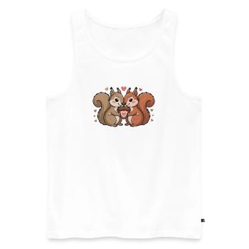 Couple d’écureuils pour la Saint-Valentin - Débardeur bio Premium Homme - blanc - Devant - Michal (187cm)