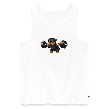 Rottweiler Gewichtheber Barbell Training Workout - Männer Premium Bio Tank Top - Weiß - Vorne - AI Model Male 178 light (178cm)
