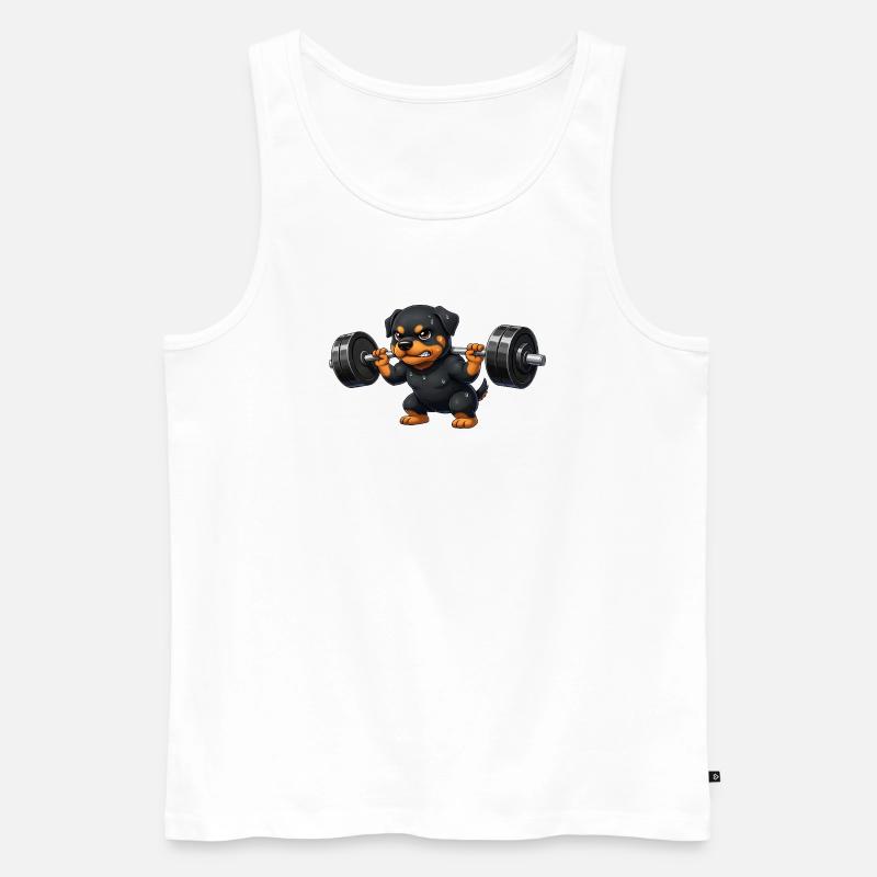 Rottweiler Gewichtheber Barbell Training Workout - Männer Premium Bio Tank Top - Weiß