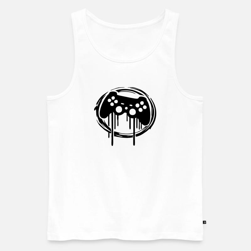 Gaming Controller Circle Pattern - Men's Premium Organic Tank Top - white