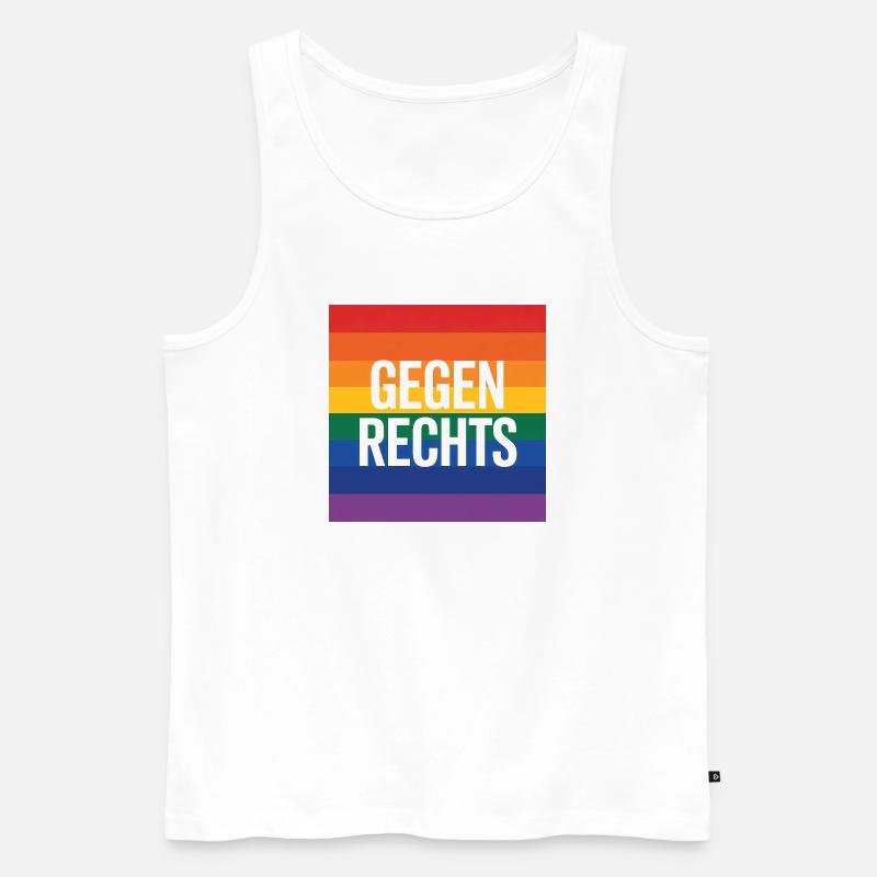 Gegen Rechts - Antifa Regenbogen Tee - Männer Premium Bio Tank Top - Weiß