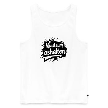 Niad zum ashalten - Männer Premium Bio Tank Top - Weiß - Vorne - Michal (187cm)