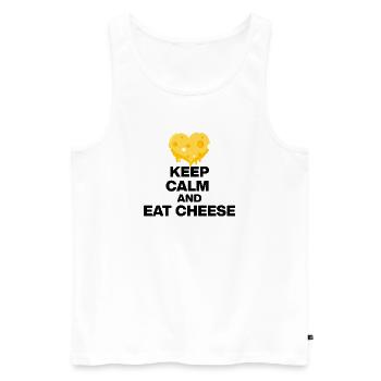 KEEP CALM AND EAT CHEESE, CHEESE JUNKIE GIFT 🧀 - Men's Premium Organic Tank Top - white - Front - Michal (187cm)