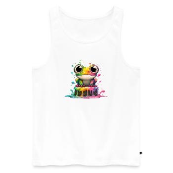 Rainbow Frog Kitchen Magic - Men's Premium Organic Tank Top - white - Front - AI Model Male 178 light (178cm)