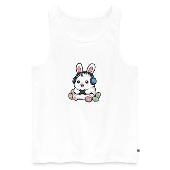 Joueur Lapin de Pâques Œuf de printemps Drôle de jeu - Débardeur bio Premium Homme - blanc - Devant - Michal (187cm)