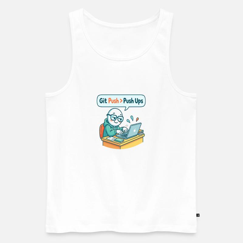 Git Push > Push Ups - Männer Premium Bio Tank Top - Weiß