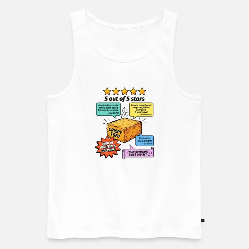 Crispy Tofu 5 Sterne Bewertung - Männer Premium Bio Tank Top - Weiß