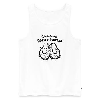Doppel Avocado behaart unter der Gürtellinie - Männer Premium Bio Tank Top - Weiß - Vorne - AI Model Male 178 light (178cm)