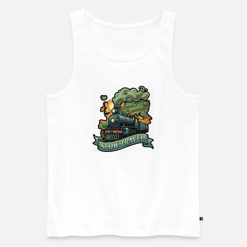 Langsamer Dampfzug - Männer Premium Bio Tank Top - Weiß