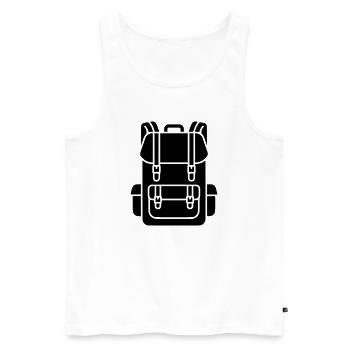 Hiking Backpack Trekking Gear - Men's Premium Organic Tank Top - white - Front - AI Model Male 178 light (178cm)