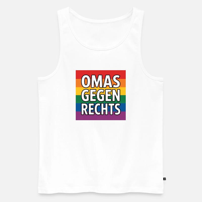 Omas gegen Rechts - Antifa Regenbogen Tee - Männer Premium Bio Tank Top - Weiß