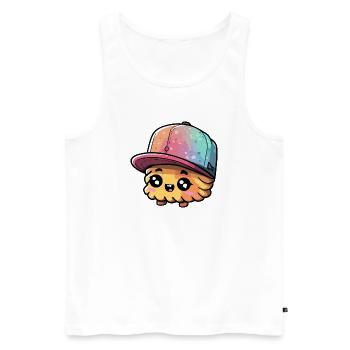 Casquette de sushi kawaii colorée - Débardeur bio Premium Homme - blanc - Devant - Michal (187cm)