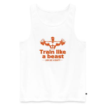 Train like a beast - look like a beauty - Men's Premium Organic Tank Top - white - Front - AI Model Male 178 light (178cm)