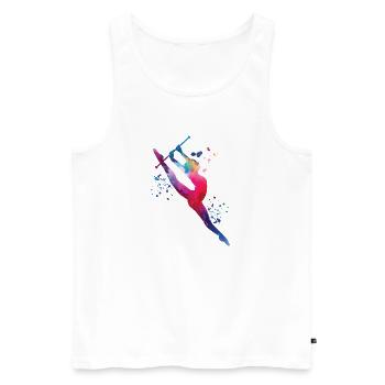 Gymnaste avec baguette gymnastique rythmique - Débardeur bio Premium Homme - blanc - Devant - Michal (187cm)
