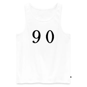 90. 90 JAHRE. 90-JÄHRIGES JUBILÄUM. 90-JÄHRIGES JUBILÄUM. - Männer Premium Bio Tank Top - Weiß - Vorne - AI Model Male 178 light (178cm)