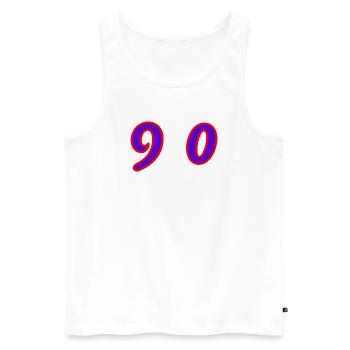 90. 90 ANS. 90e ANNIVERSAIRE. ANNIVERSAIRE 90 ANS. - Débardeur bio Premium Homme - blanc - Devant - Michal (187cm)
