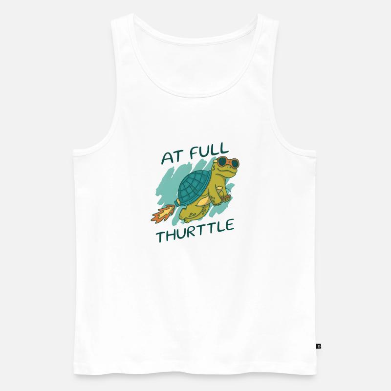At Full Thurttle – Funny Rocket Turtle - Men's Premium Organic Tank Top - white