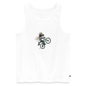 Menorca Crazy Bike T-Shirt - Men's Premium Organic Tank Top - white - Front - Michal (187cm)