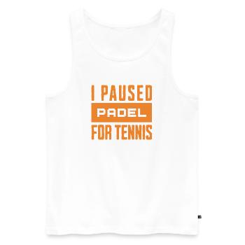 padel_orange - Men's Premium Organic Tank Top - white - Front - AI Model Male 178 light (178cm)