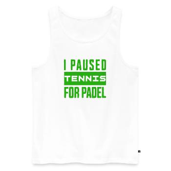 Tennis & Padel T-shirt, or bag for winners - Men's Premium Organic Tank Top - white - Front - AI Model Male 178 light (178cm)