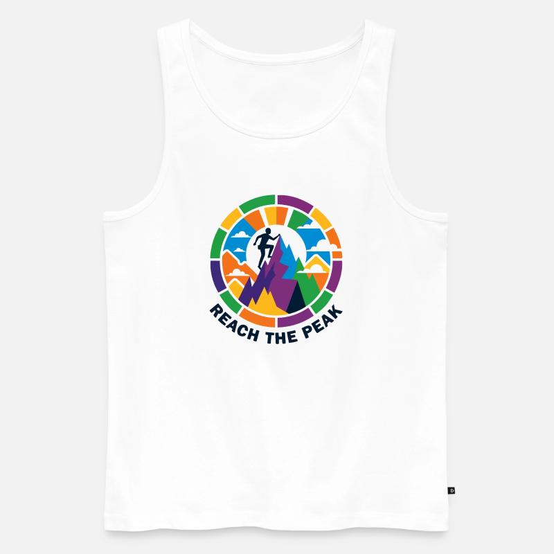 buntes Gipfelsturm Bergsteiger Kletterer Gipfel - Männer Premium Bio Tank Top - Weiß