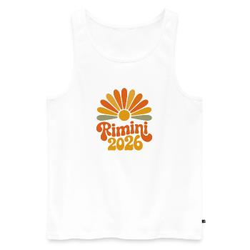Rimini 2026 Sunburst - Men's Premium Organic Tank Top - white - Front - AI Model Male 178 light (178cm)