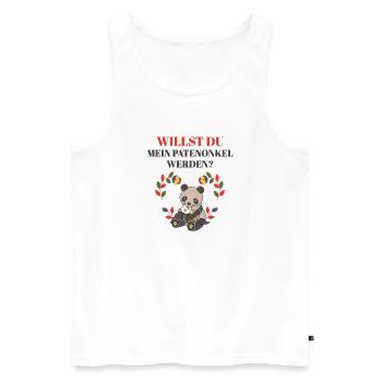 WILLST DU MEIN PATENONKEL WERDEN PATE ONKEL FRAGEN - Männer Premium Bio Tank Top - Weiß - Vorne - AI Model Male 178 light (178cm)