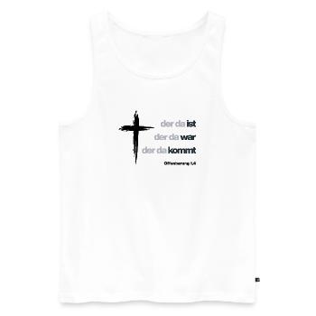 Revelation 1:4 (THE ONE WHO IS/WAS/COME9 - Men's Premium Organic Tank Top - white - Front - AI Model Male 178 light (178cm)