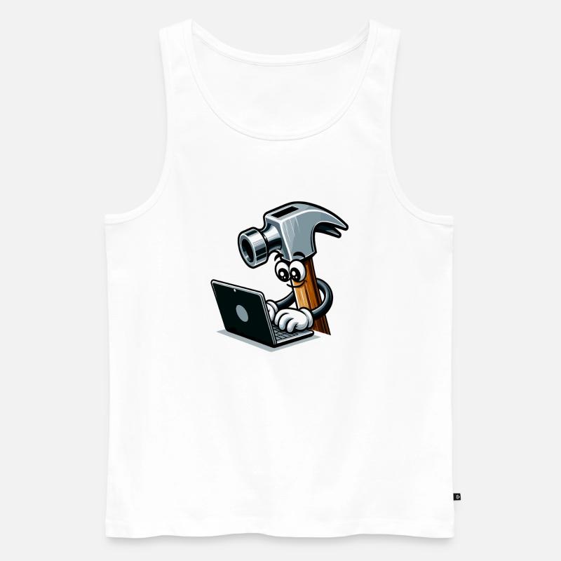 HammerCode: Tool meets bits - Men's Premium Organic Tank Top - white