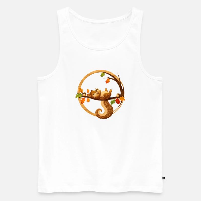 Schlafendes Eichhörnchen im Herbstkreis   - Männer Premium Bio Tank Top - Weiß