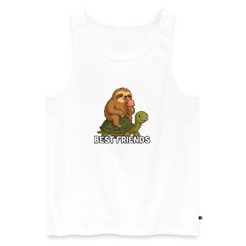 Best Friends Sloth Turtle - Men's Premium Organic Tank Top - white - Front - Michal (187cm)