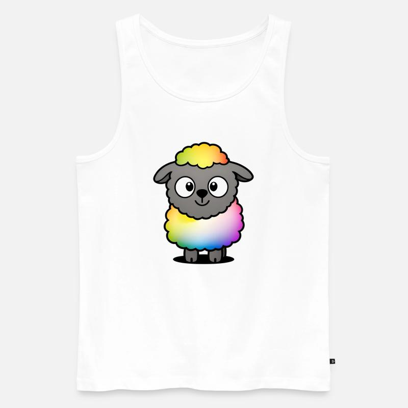 Rainbow Fluffy Sheep - Men's Premium Organic Tank Top - white