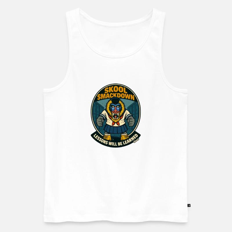 Schule Smackdown Primaten Affe Mandrill - Männer Premium Bio Tank Top - Weiß