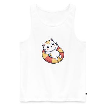 Süße Katze auf Rettungsschwimmer - Männer Premium Bio Tank Top - Weiß - Vorne - Michal (187cm)