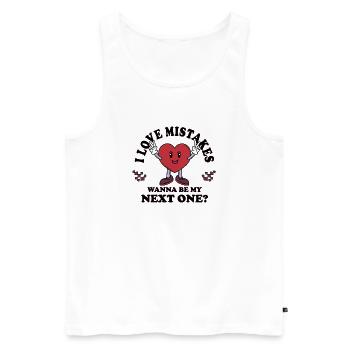 I Love Mistakes – Lustiger Single Flirt Spruch - Männer Premium Bio Tank Top - Weiß - Vorne - Michal (187cm)