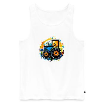 Bunter Traktor im Graffiti-Stil   - Männer Premium Bio Tank Top - Weiß - Vorne - AI Model Male 178 light (178cm)