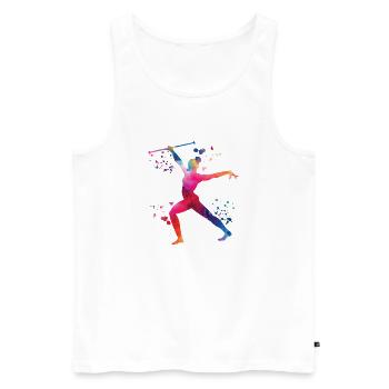 Gymnaste avec baguette gymnastique rythmique - Débardeur bio Premium Homme - blanc - Devant - Michal (187cm)